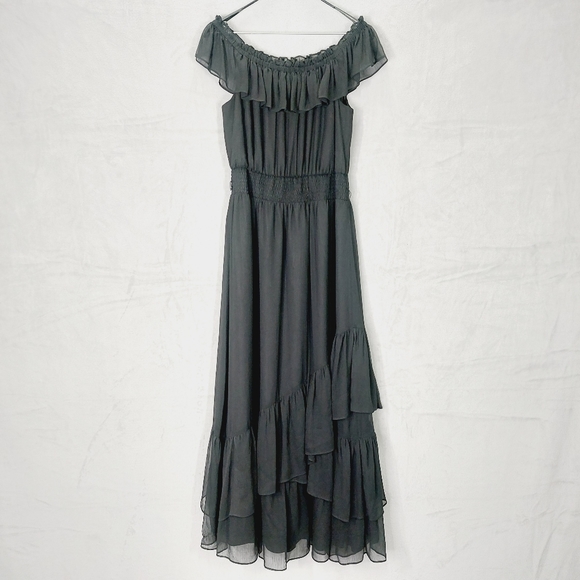 White House Black Market Dresses & Skirts - White House Black Market Black Off Shoulders Ruffle Maxi Wedding Dress P2163